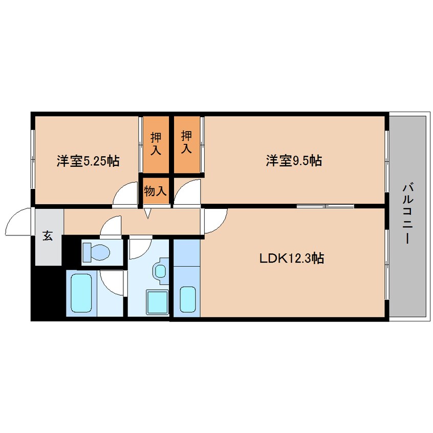 間取図 近鉄南大阪線/高田市駅 徒歩14分 2階 築35年