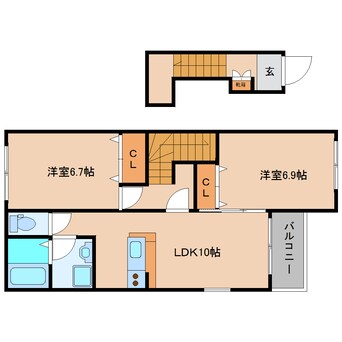 間取図 和歌山線/北宇智駅 徒歩5分 2階 築10年