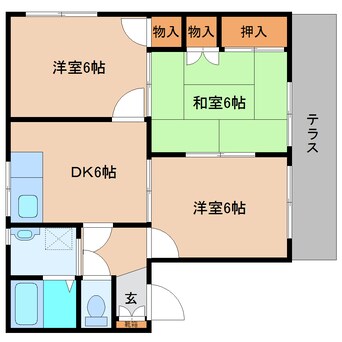 間取図 近鉄南大阪線/高田市駅 徒歩13分 1階 築38年