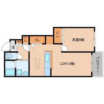 間取図 近鉄南大阪線/磐城駅 徒歩5分 1階 築10年