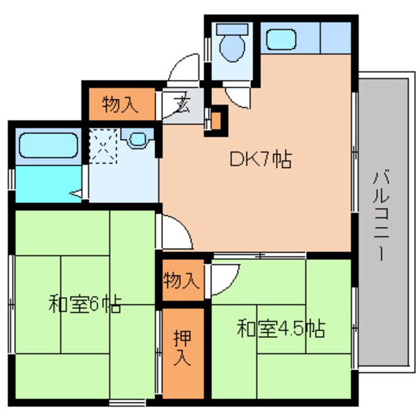 間取図 近鉄御所線/近鉄御所駅 徒歩12分 2階 築40年