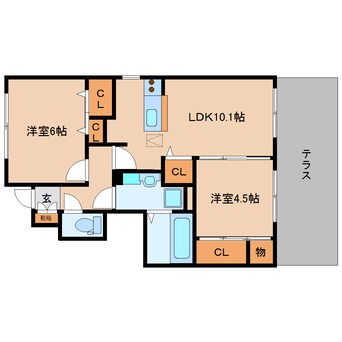 間取図 近鉄大阪線（近畿）/築山駅 徒歩10分 1階 築10年