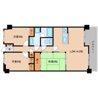 間取図 近鉄南大阪線/高田市駅 徒歩10分 2階 築31年