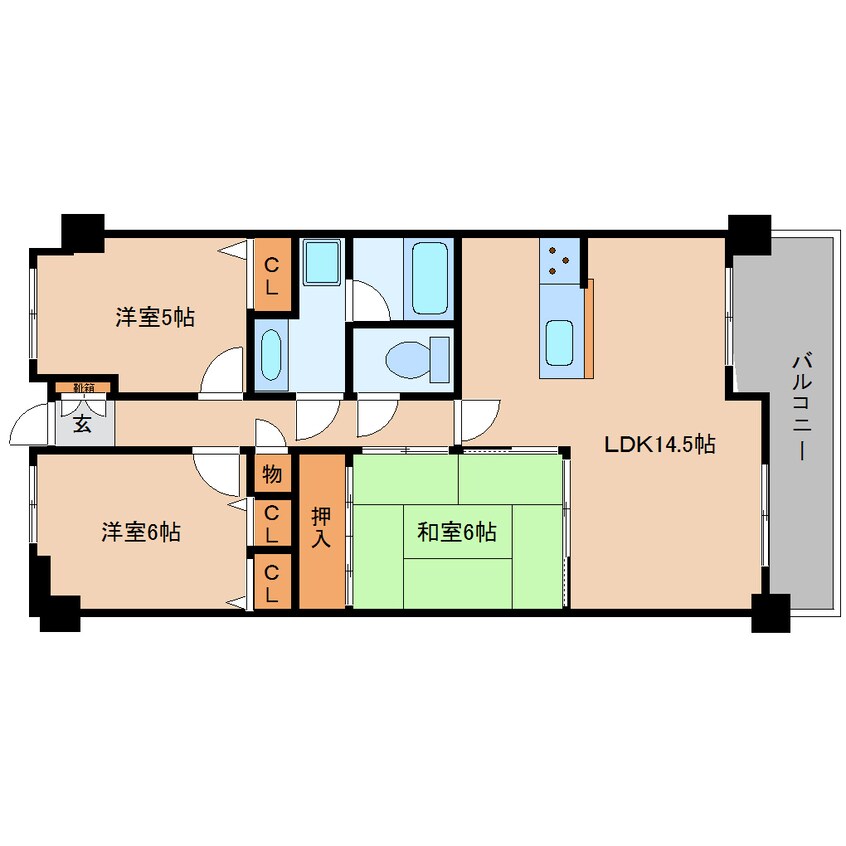 間取図 近鉄南大阪線/高田市駅 徒歩10分 2階 築31年