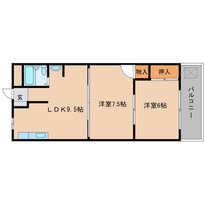 間取図 近鉄南大阪線/浮孔駅 徒歩9分 4階 築40年