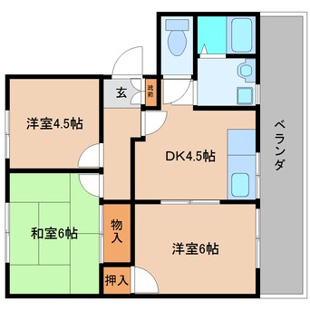 間取図 和歌山線/五条駅 徒歩19分 2階 築32年