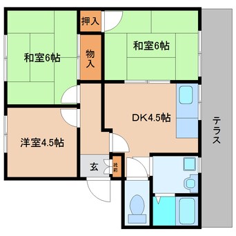 間取図 和歌山線/五条駅 徒歩19分 2階 築32年