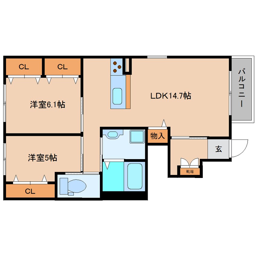 間取図 近鉄田原本線/箸尾駅 徒歩20分 1階 築9年