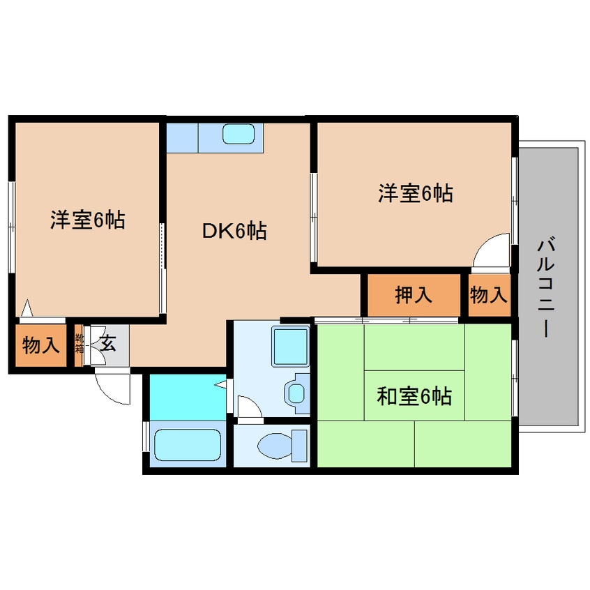 間取図 近鉄南大阪線/高田市駅 徒歩19分 1階 築30年