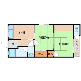 間取図 和歌山線/五条駅 徒歩9分 1階 築47年