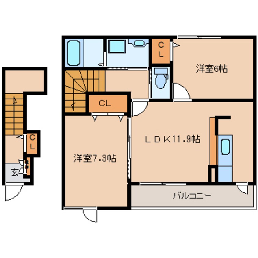 間取図 近鉄大阪線（近畿）/大和高田駅 徒歩10分 2階 築10年