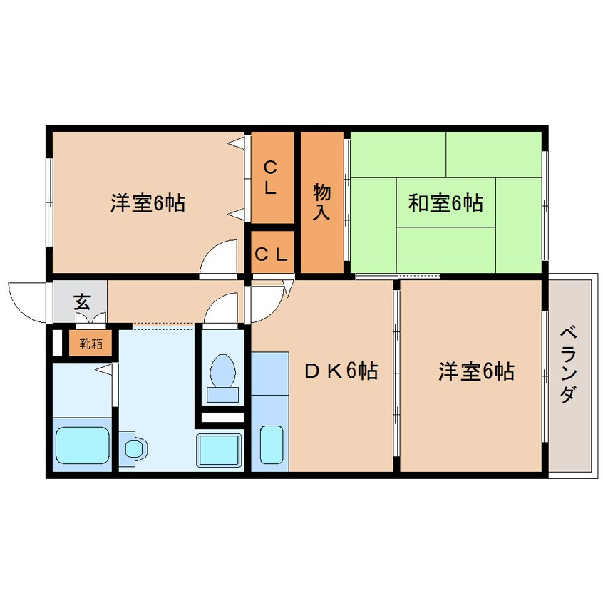 間取図 近鉄南大阪線/高田市駅 徒歩9分 2階 築29年