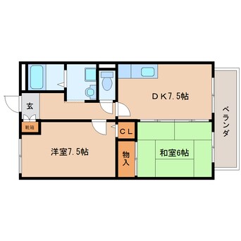 間取図 近鉄南大阪線/高田市駅 徒歩9分 2階 築29年