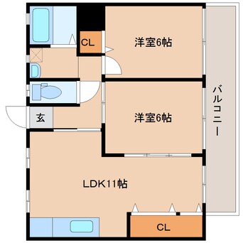 間取図 近鉄南大阪線/高田市駅 徒歩12分 3階 築40年