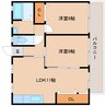 近鉄南大阪線/高田市駅 徒歩12分 2階 築41年 2LDKの間取り