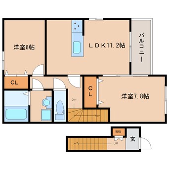 間取図 近鉄田原本線/箸尾駅 徒歩16分 2階 築9年
