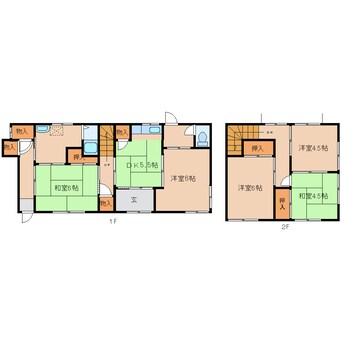 間取図 近鉄御所線/近鉄御所駅 徒歩11分 1-2階 築49年