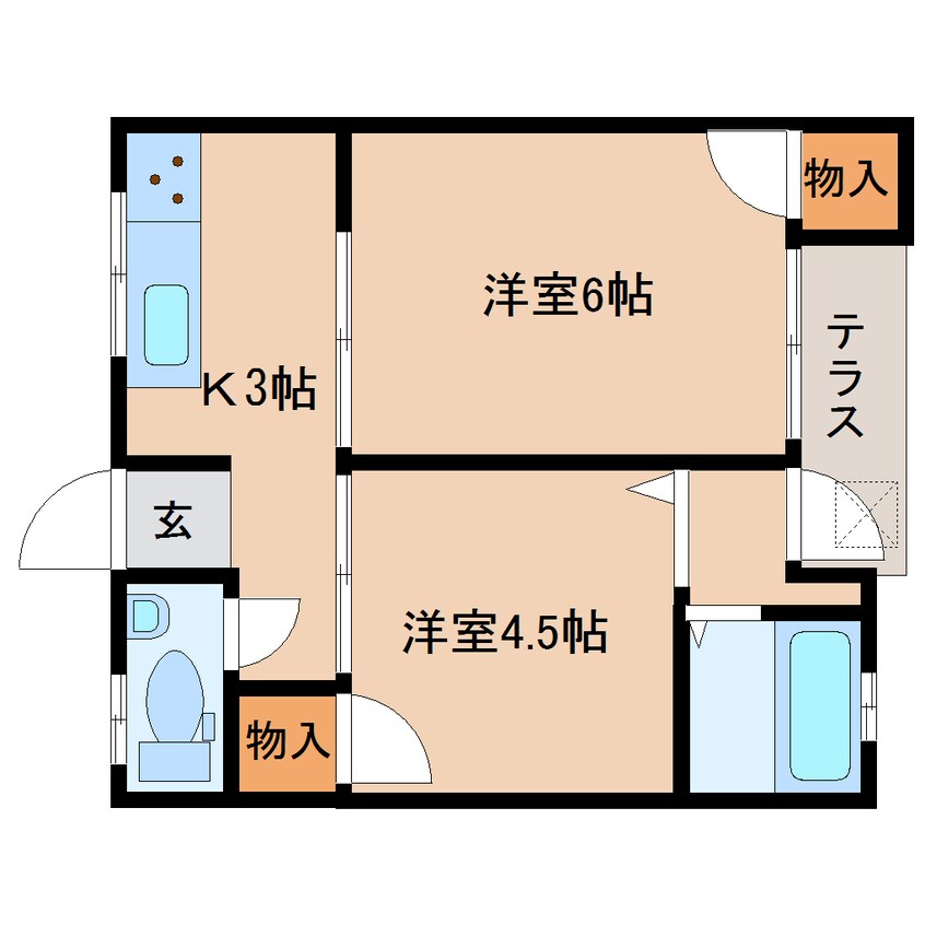 間取図 近鉄大阪線（近畿）/築山駅 徒歩24分 1階 築54年