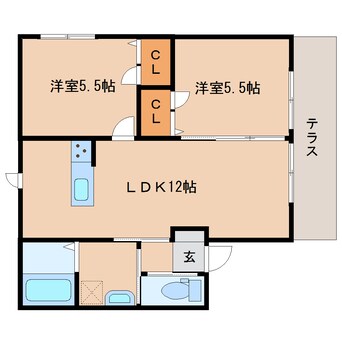 間取図 和歌山線/五条駅 徒歩10分 1階 築8年