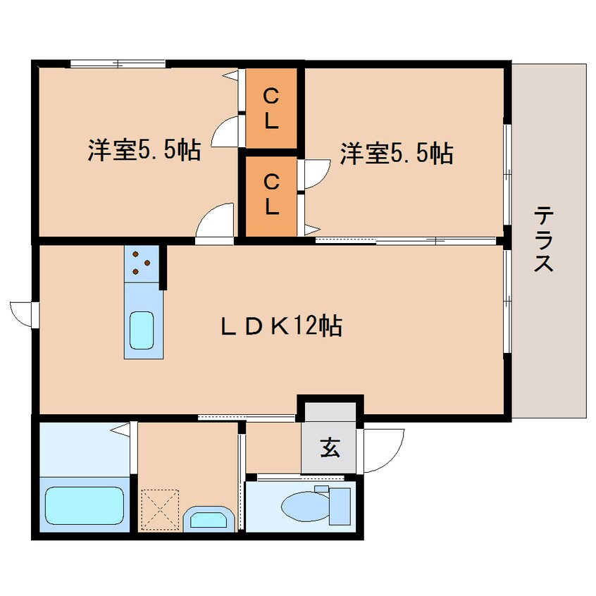 間取図 和歌山線/五条駅 徒歩10分 1階 築8年