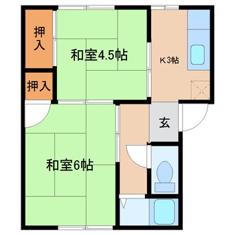 間取図 和歌山線/五条駅 徒歩12分 2階 築38年