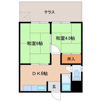 間取図 和歌山線/五条駅 徒歩12分 1階 築38年