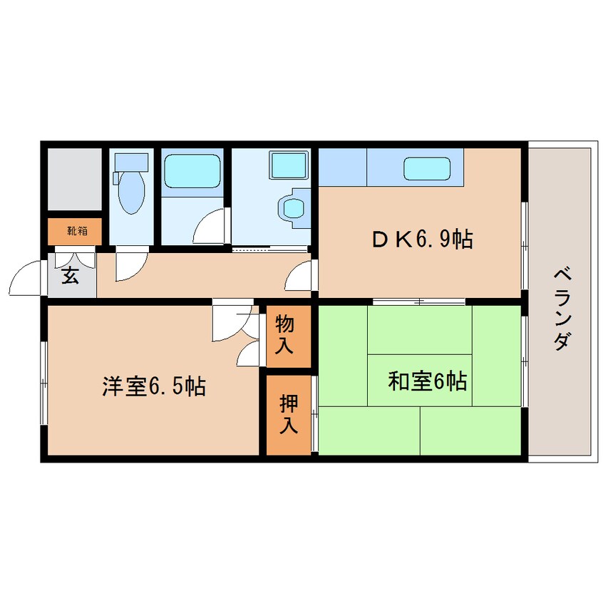 間取図 近鉄御所線/忍海駅 徒歩3分 2階 築29年