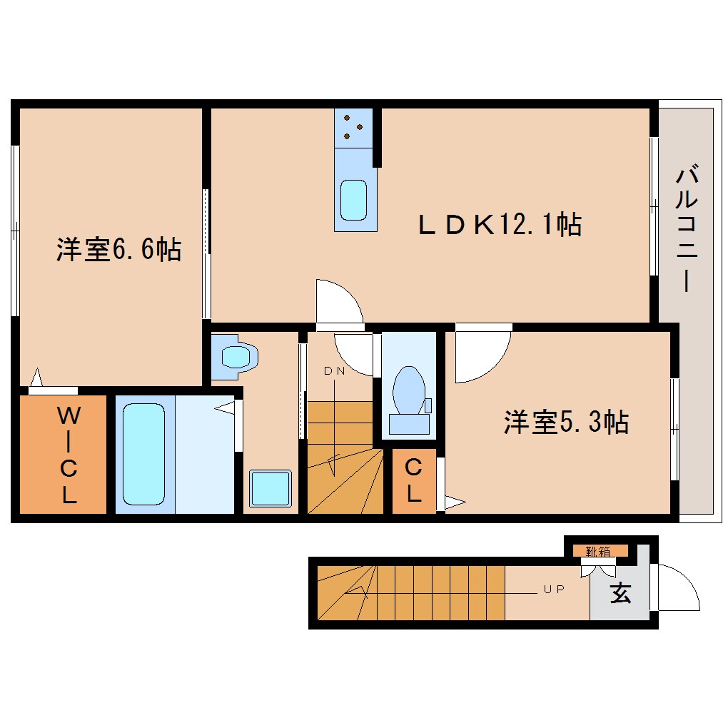 間取り図 近鉄大阪線（近畿）/築山駅 徒歩3分 2階 築6年