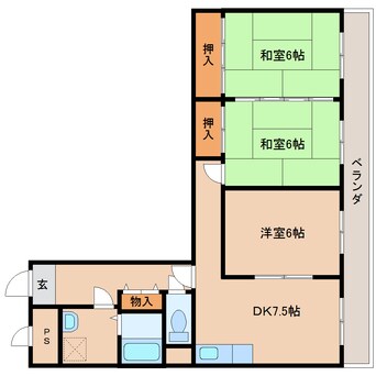 間取図 近鉄大阪線（近畿）/大和高田駅 徒歩10分 5階 築32年