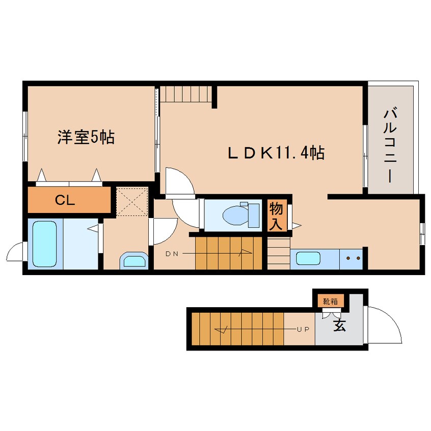 間取図 近鉄南大阪線/高田市駅 徒歩16分 2階 築5年