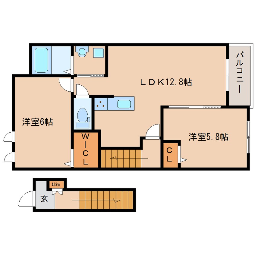 間取図 近鉄御所線/近鉄新庄駅 徒歩15分 2階 築4年