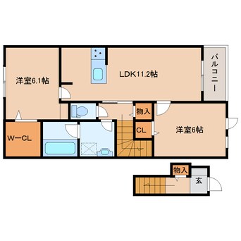 間取図 和歌山線/五条駅 徒歩9分 2階 築2年