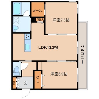 間取図 近鉄御所線/近鉄新庄駅 徒歩6分 3階 築1年