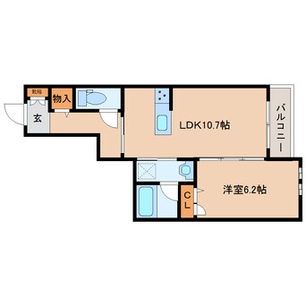 間取図 近鉄大阪線（近畿）/大和高田駅 徒歩10分 2階 築1年