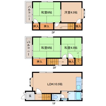 間取図 近鉄南大阪線/高田市駅 徒歩14分 1-3階 築33年