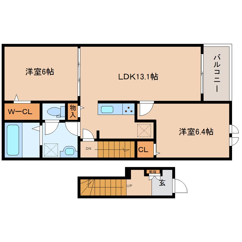 間取図 近鉄南大阪線/尺土駅 徒歩7分 2階 築1年