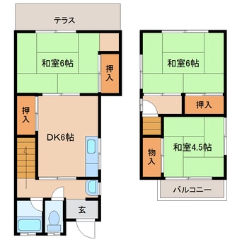 間取図 近鉄大阪線（近畿）/大和高田駅 徒歩12分 1-2階 築50年
