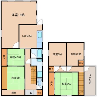 間取図 近鉄南大阪線/浮孔駅 徒歩27分 1-2階 築39年