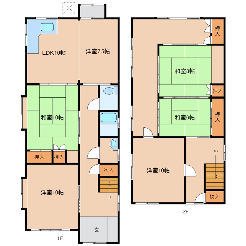 間取図 近鉄南大阪線/高田市駅 徒歩12分 1-2階 築54年