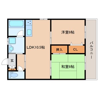 間取図 和歌山線/五条駅 徒歩5分 3階 築24年