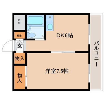 間取図 近鉄南大阪線/高田市駅 徒歩6分 2階 築36年