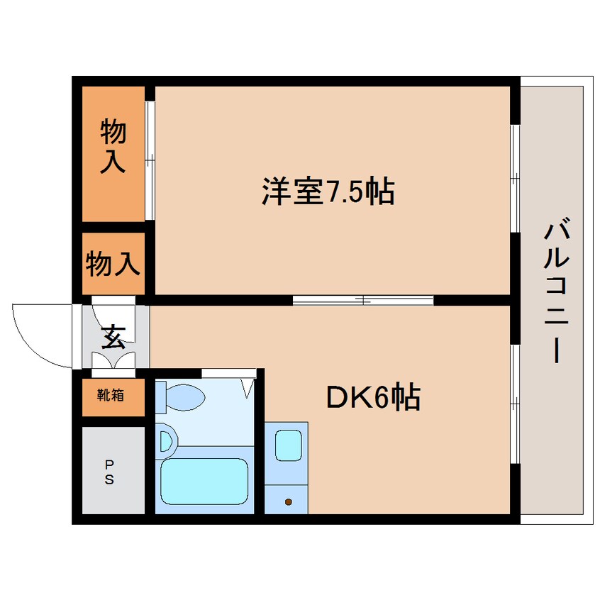 間取図 近鉄南大阪線/高田市駅 徒歩6分 3階 築36年