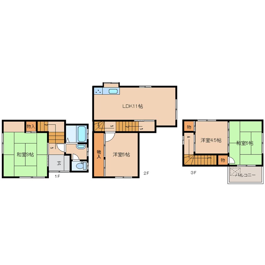 間取図 近鉄田原本線/箸尾駅 徒歩14分 1-3階 築34年