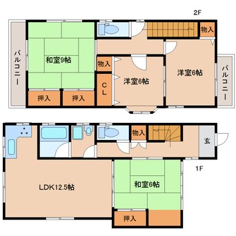 間取図 近鉄南大阪線/浮孔駅 徒歩12分 1-2階 築29年