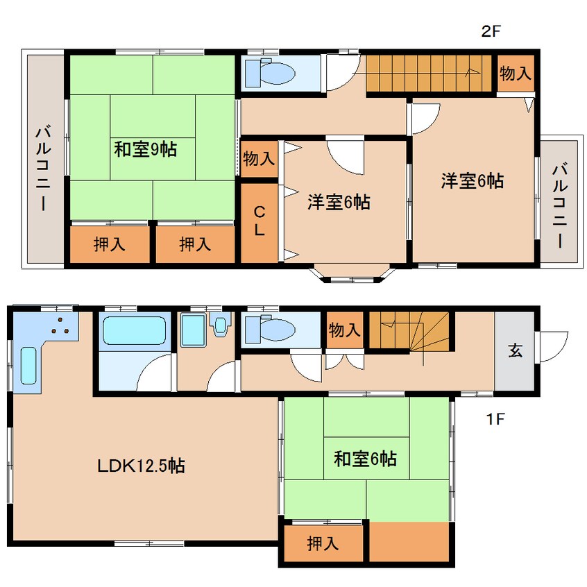 間取図 近鉄南大阪線/浮孔駅 徒歩12分 1-2階 築29年