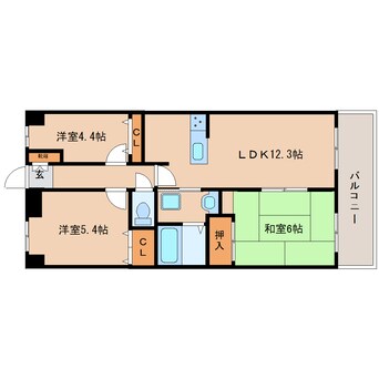 間取図 近鉄大阪線（近畿）/築山駅 徒歩5分 4階 築28年