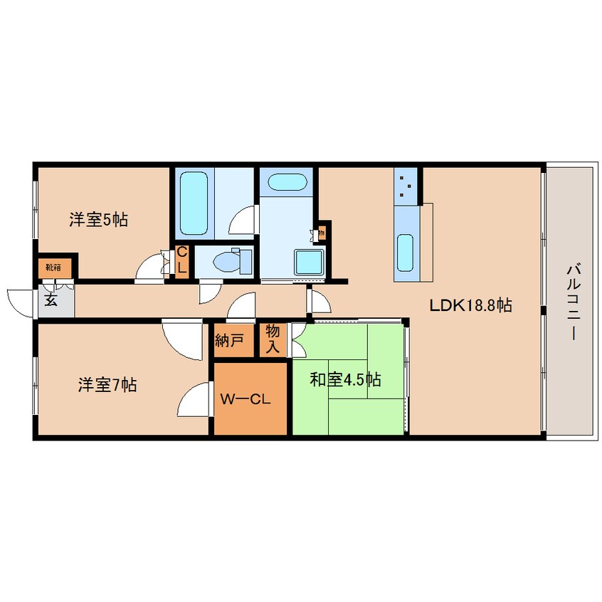 間取図 近鉄大阪線（近畿）/大和高田駅 徒歩4分 2階 築3年