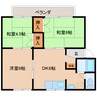 近鉄橿原線/畝傍御陵前駅 徒歩3分 2階 築30年 3DKの間取り