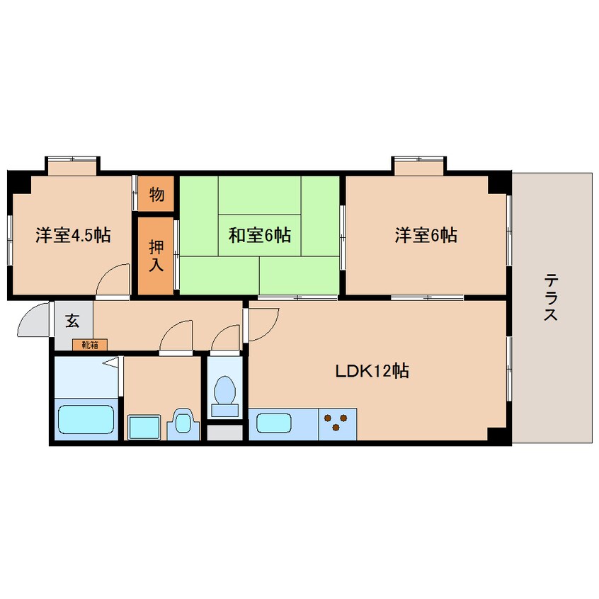 間取図 近鉄大阪線（近畿）/大和八木駅 徒歩10分 1階 築32年