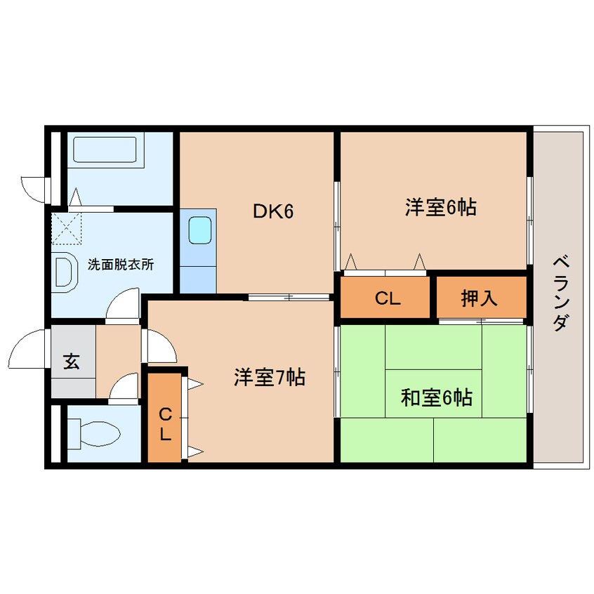 間取図 近鉄橿原線/橿原神宮前駅 徒歩9分 1階 築28年